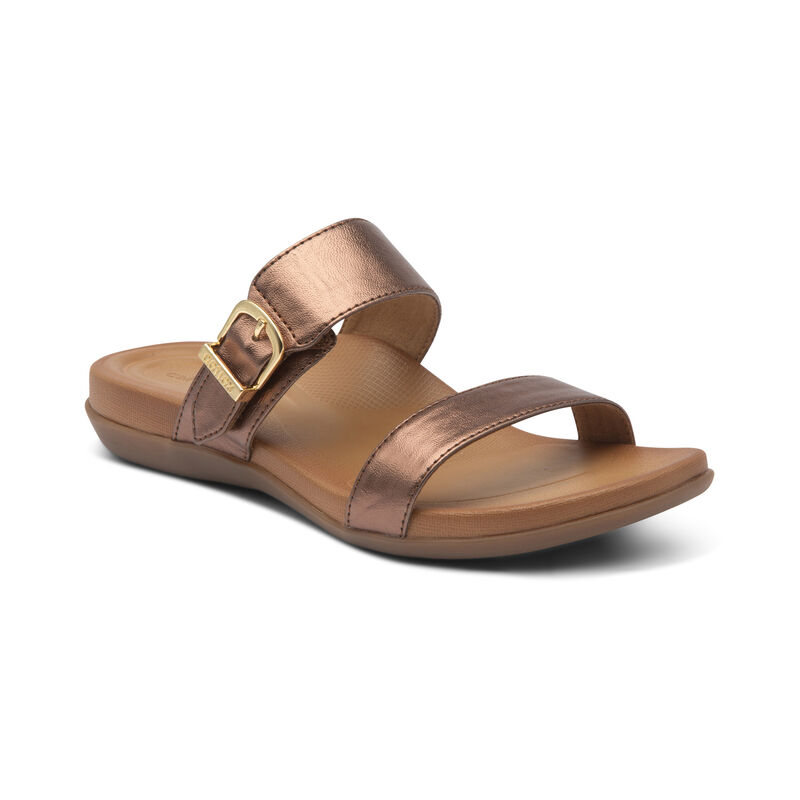 Aetrex Womens Mimi Water-Friendly Sandals Bronze - HBAJygV5s